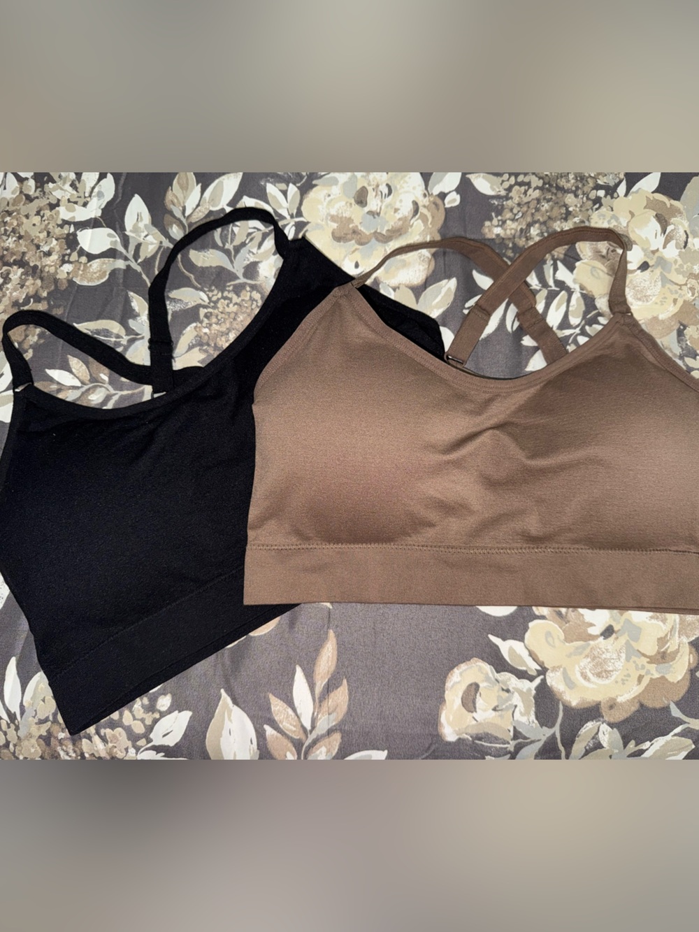 Zenana Outfitters Seamless Bralette Set - Black & Brown